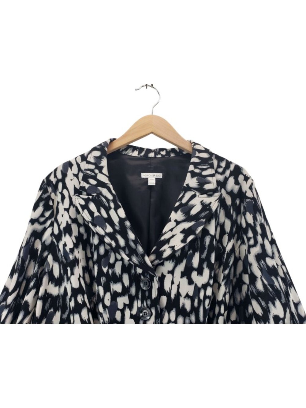 Blazer Black White Abstract Print 22W Fashion Bug Career Wear Pockets Collar - Picture 12 of 16